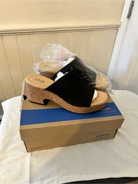 Clark’s Collection Nerisa Vine Cork Wedge Sandals/NIB-NWT/Black Nubuck/Size 11 W